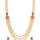 Peora Royal Pearl Layered Mala With Jhumka Set