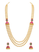 Peora Royal Pearl Layered Mala With Jhumka Set