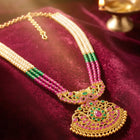 Peora South Style Ruby Green Pearl Long Haram