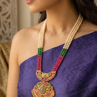 Peora South Style Ruby Green Pearl Long Haram