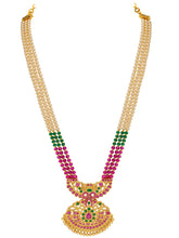 Peora South Style Ruby Green Pearl Long Haram