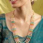 Peora Kundan Pastel Multi Layer Pearl Mala