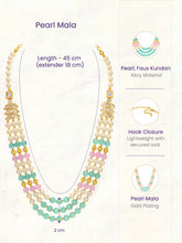 Peora Kundan Pastel Multi Layer Pearl Mala