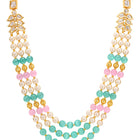 Peora Kundan Pastel Multi Layer Pearl Mala
