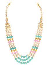 Peora Kundan Pastel Multi Layer Pearl Mala