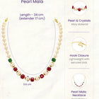 Peora Royal Red Green Pearl Mala Necklace
