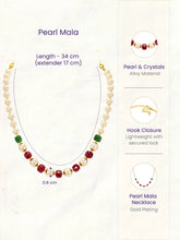 Peora Royal Red Green Pearl Mala Necklace