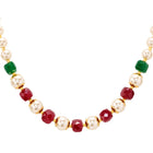 Peora Royal Red Green Pearl Mala Necklace