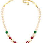 Peora Royal Red Green Pearl Mala Necklace