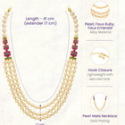 Peora Royal Floral Kundan Multi Layer Pearl Mala