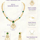 Peora Floral Kundan Emerald Pearl Pendant Set
