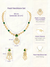 Peora Floral Kundan Emerald Pearl Pendant Set