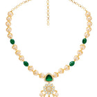 Peora Floral Kundan Emerald Pearl Pendant Set