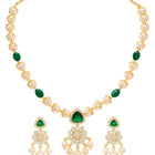 Peora Floral Kundan Emerald Pearl Pendant Set