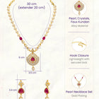 Peora Ruby & Zircon Pendant Pearl Necklace Set