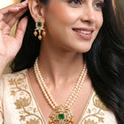 Peora Heritage Emerald Pearl Long Haram Set