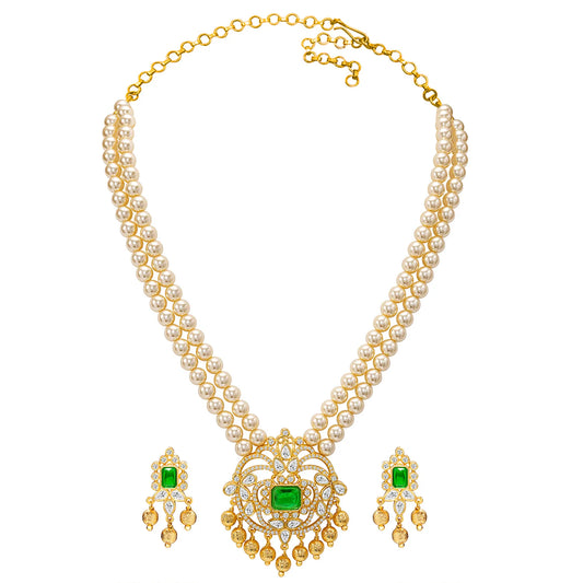 Peora Heritage Emerald Pearl Long Haram Set