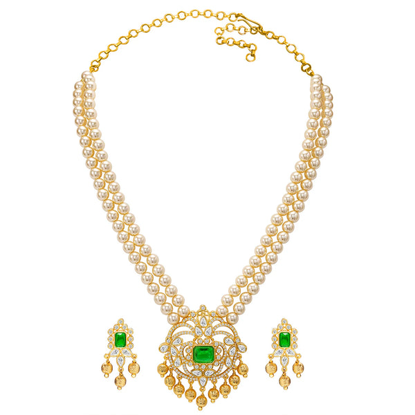 Peora Heritage Emerald Pearl Long Haram Set