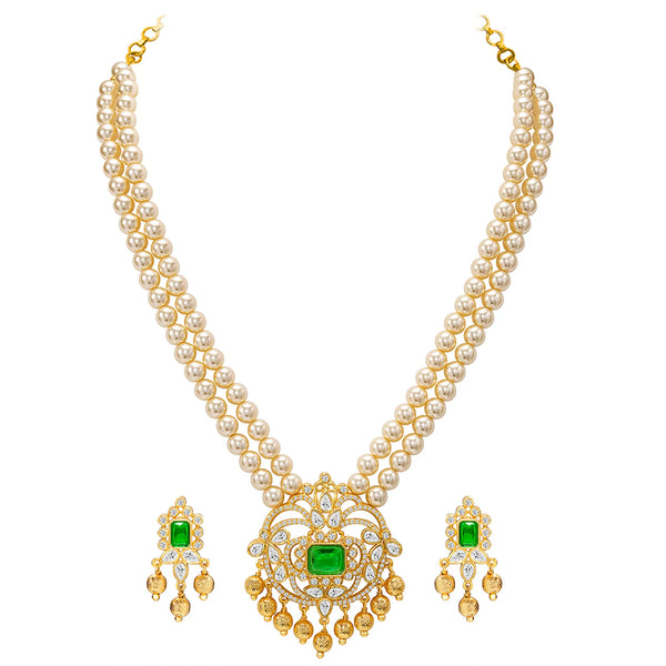Peora Heritage Emerald Pearl Long Haram Set