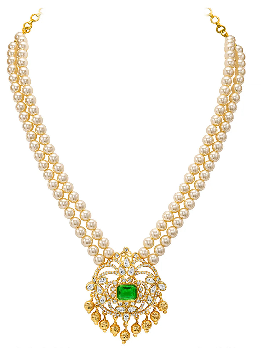 Peora Heritage Emerald Pearl Long Haram Set
