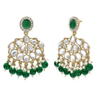 Gold Plated Green Pearl Dangle Earrings