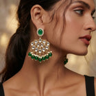 Gold Plated Green Pearl Dangle Earrings
