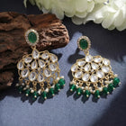 Gold Plated Green Pearl Dangle Earrings