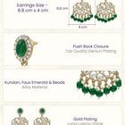 Gold Plated Green Pearl Dangle Earrings