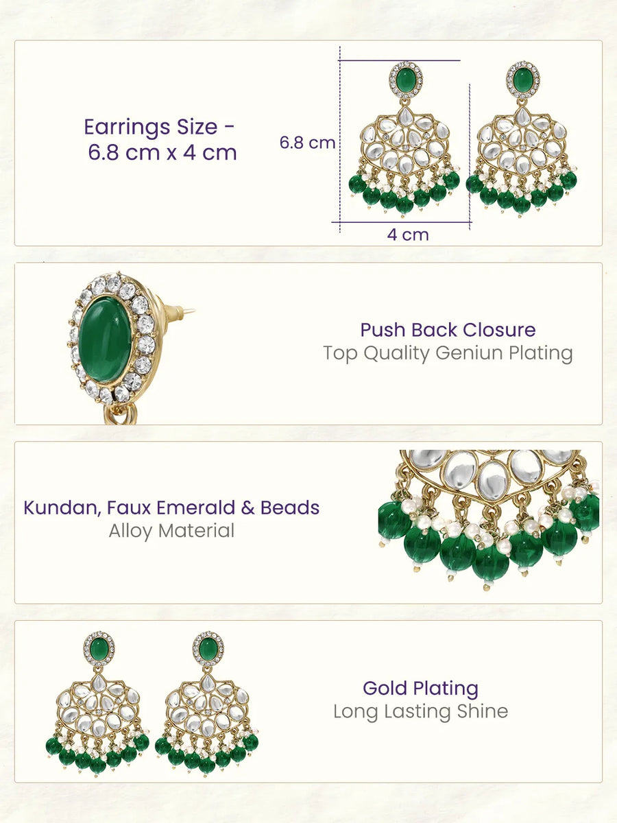 Gold Plated Green Pearl Dangle Earrings