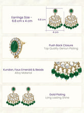 Gold Plated Green Pearl Dangle Earrings
