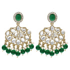 Gold Plated Green Pearl Dangle Earrings