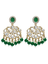 Gold Plated Green Pearl Dangle Earrings