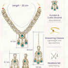 Gold Plated Kundan Green Drop Necklace Set