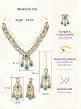 Gold Plated Kundan Green Drop Necklace Set