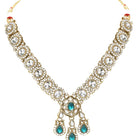 Gold Plated Kundan Green Drop Necklace Set