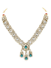 Gold Plated Kundan Green Drop Necklace Set