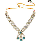 Gold Plated Kundan Green Drop Necklace Set
