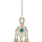 Gold Plated Kundan Green Drop Necklace Set