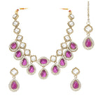 Gold Plated Purple Kundan Wedding Necklace Set
