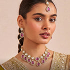 Gold Plated Purple Kundan Wedding Necklace Set