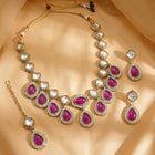 Gold Plated Purple Kundan Wedding Necklace Set
