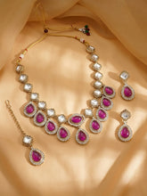 Gold Plated Purple Kundan Wedding Necklace Set