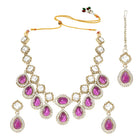 Gold Plated Purple Kundan Wedding Necklace Set