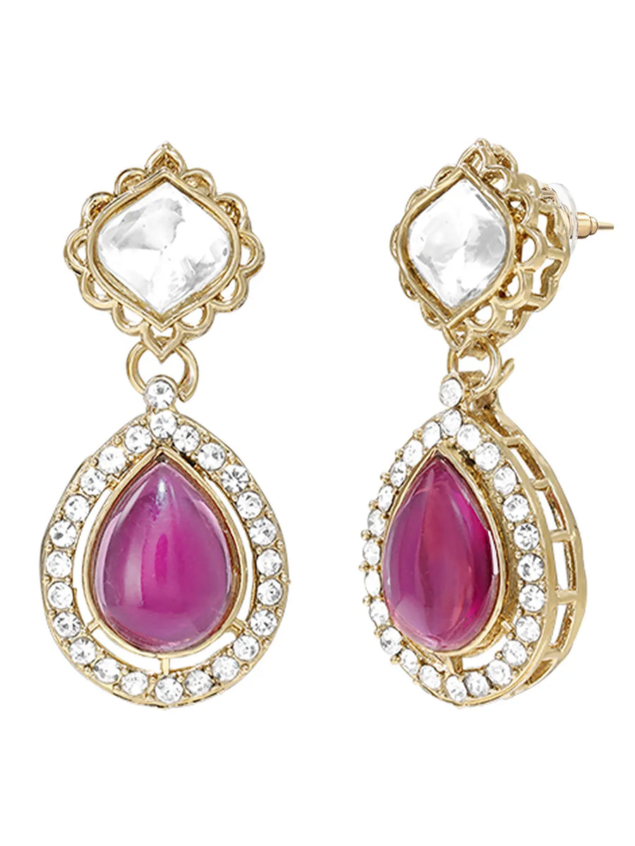Gold Plated Purple Kundan Wedding Necklace Set