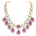 Gold Plated Purple Kundan Wedding Necklace Set