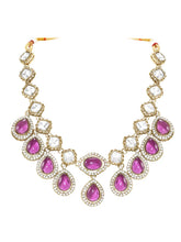 Gold Plated Purple Kundan Wedding Necklace Set