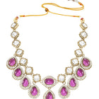 Gold Plated Purple Kundan Wedding Necklace Set
