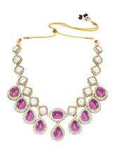 Gold Plated Purple Kundan Wedding Necklace Set