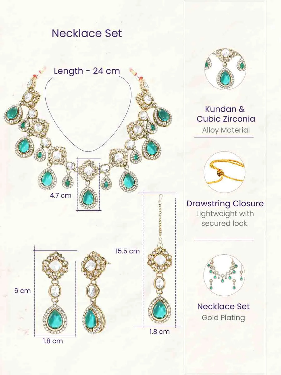 Gold Plated Purple Kundan Bridal Necklace Set