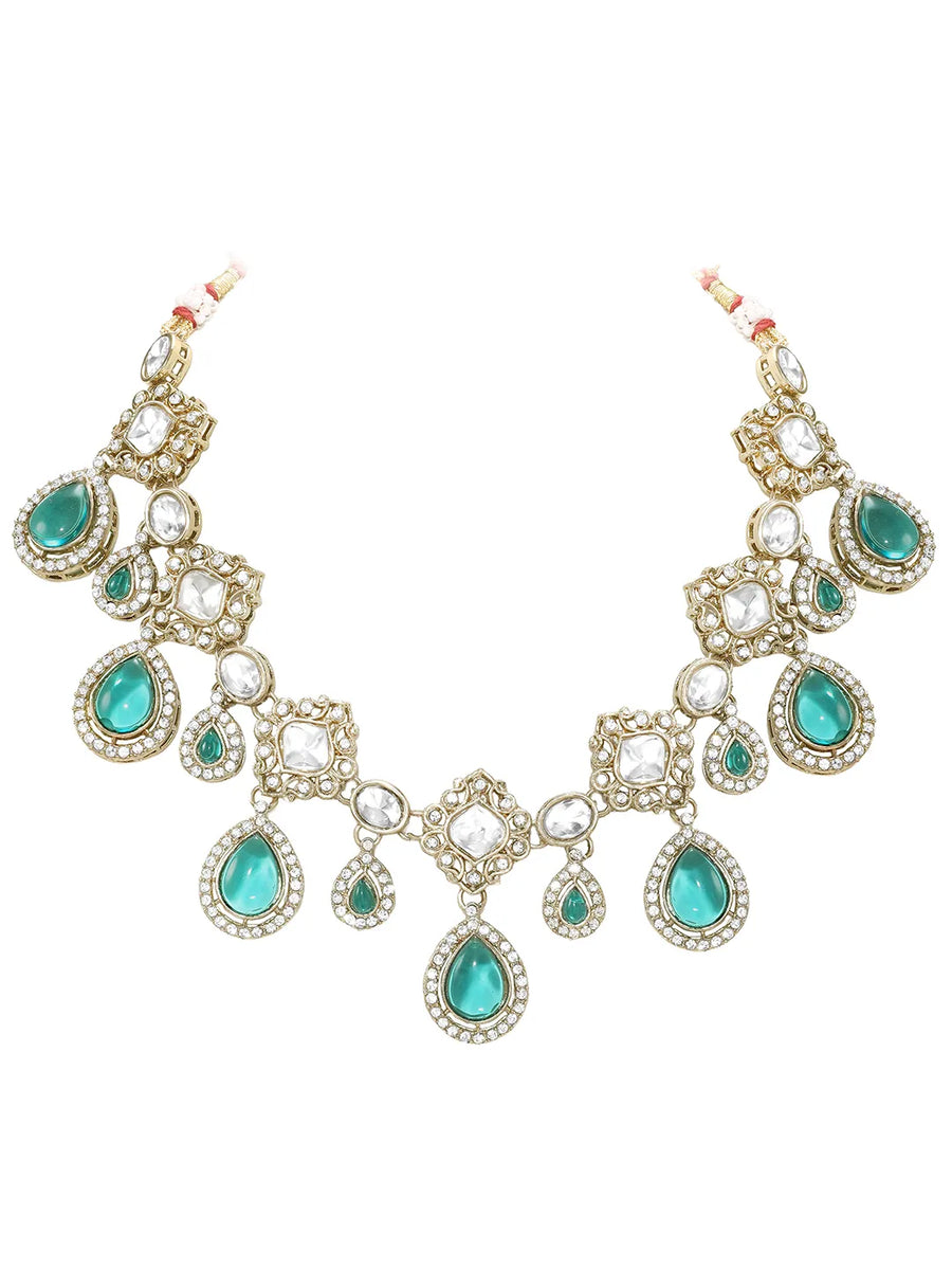 Gold Plated Purple Kundan Bridal Necklace Set